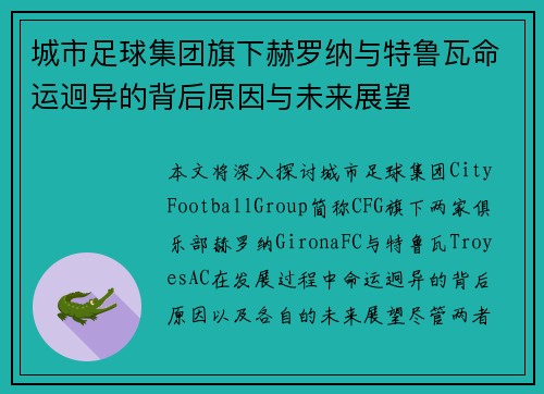 城市足球集团旗下赫罗纳与特鲁瓦命运迥异的背后原因与未来展望